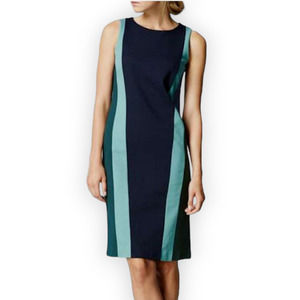 Boden Ponte Knit Color Block Striped Sheath Dress Blue Size 4
